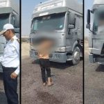 رانندگی نوجوان ۱۷ ساله با کامیون ۱۰ چرخ/ پلیس از راه رسید+فیلم